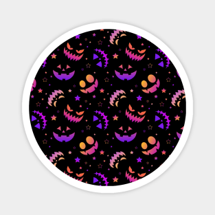 Halloween neon pumpkin faces pattern Magnet